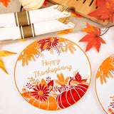 Thanksgiving Plastic Plates Set: 210 Pcs Orange/Red Dinnerware, Cutlery & Cups