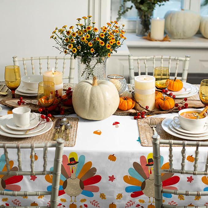 Thanksgiving Turkey Party Supplies Kit with Plates Cups Napkins and Tablecloth for 25
