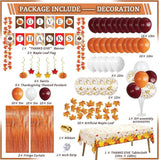 Thanksgiving Decorations Set 347 Pcs Indoor Party Decor with Banner Balloons and Tableware