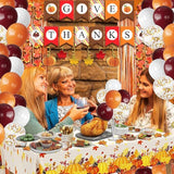 Thanksgiving Decorations Set 347 Pcs Indoor Party Decor with Banner Balloons and Tableware