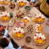 Fall Pumpkin Tableware Set 100 Pcs Thanksgiving Disposable Plates Napkins and Forks for 25