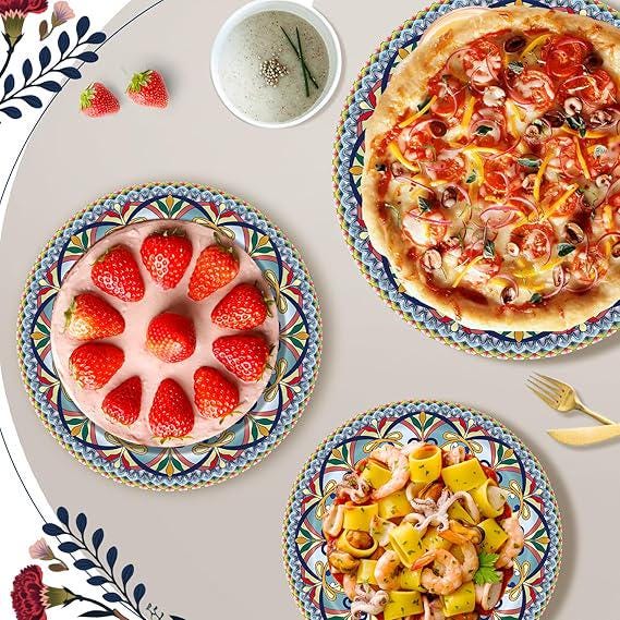 Boho Paper Plates Set 100 Pcs Vintage Disposable Dinner and Dessert Plates for Party