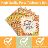 Thanksgiving Party Supplies Set Disposable Plates Napkins Cups and Cutlery for 24 Guests