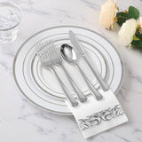 Silver Disposable Dinnerware Set 700 Pcs Plates Cups Napkins and Cutlery for 100 Guests