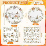 Fall Paper Plates and Napkins Set 150 Pcs Disposable Thanksgiving Tableware for 50 Guests