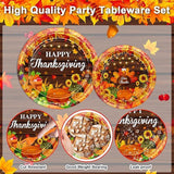 Thanksgiving Paper Plates and Napkins Set 144 Pcs Disposable Tableware for 24 Guests