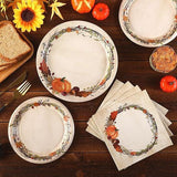 Fall Plates and Napkins Set 200 Pcs Disposable Watercolor Wreath Tableware for 50 Guests