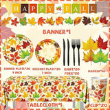 Fall Decorations Tableware Set 142 Pcs Autumn Leaves Plates and Napkins for Thanksgiving Party