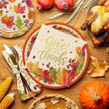 Fall Thanksgiving Party Supplies Set: Plates, Napkins, Cups, Tablecloth