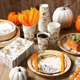 Fall Pumpkin Party Dinnerware Set: 50 Guests Disposable Tableware