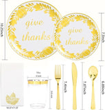 175PCS Thanksgiving Disposable Plates Set with Cups, Napkins & Cutlery for Fall Party