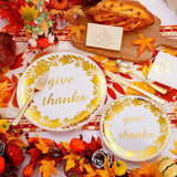 175PCS Thanksgiving Disposable Plates Set with Cups, Napkins & Cutlery for Fall Party