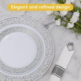350PCS Silver Disposable Dinnerware Set for 50 Guests with Plates, Napkins, Cups & Silverware