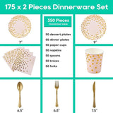 Pink and Gold Party Set: 50 Guest Disposable Dinnerware