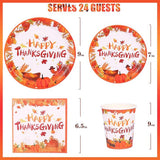 Thanksgiving Party Set for 24 Kids with Pumpkin Plates, Maple Leaf Napkins & Disposable Tableware
