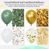 Sage Green Balloons 60pcs 12inch White Gold Confetti for Birthday Baby Shower Party