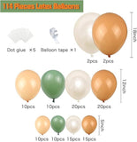 Brown and Green Balloon Garland Kit 114pcs Pastel Sage Blush for Baby Shower Party