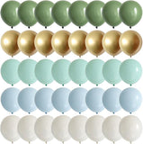 Matte Sage Green Blue Gold Balloons 60pcs 10inch for Baby Shower Wedding Party