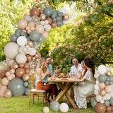 Dusty Green Nude Balloon Garland Kit with Gold Confetti for Baby Shower Party