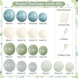 Pastel Balloon Arch Kit: Dusty Blue, Sage Green, Sand White - 124 Pcs