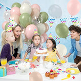 Pink and Sage Green Balloons 50pcs 12inch Olive White Ivory for Baby Shower Party