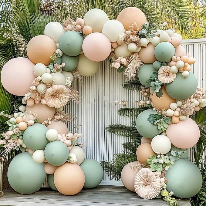 Dusty Green Pink Balloon Arch Kit Boho Garland for Bridal Shower Wedding Party