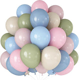 Pink Blue Green Balloons 60pcs 12inch Pastel Beige White for Boho Baby Shower Party