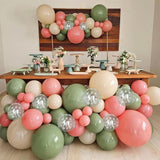 Pink and Green Balloons 60pcs 12inch Sage Olive White for Winter Baby Shower Party