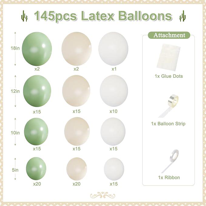 Sage Green Balloon Garland Kit: Sand White Baby Shower Decor