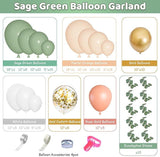 Sage Green Balloon Garland Kit: Peach, White & Gold Party Arch
