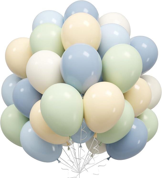 Dusty Blue Green Balloons: 50pcs Baby Shower Party Decor