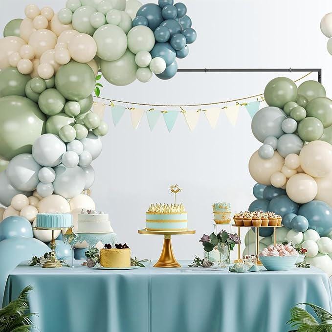 Dusty Blue & Sage Green Balloon Arch Kit, 124 Pcs