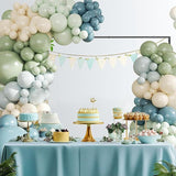 Dusty Blue & Sage Green Balloon Arch Kit, 124 Pcs