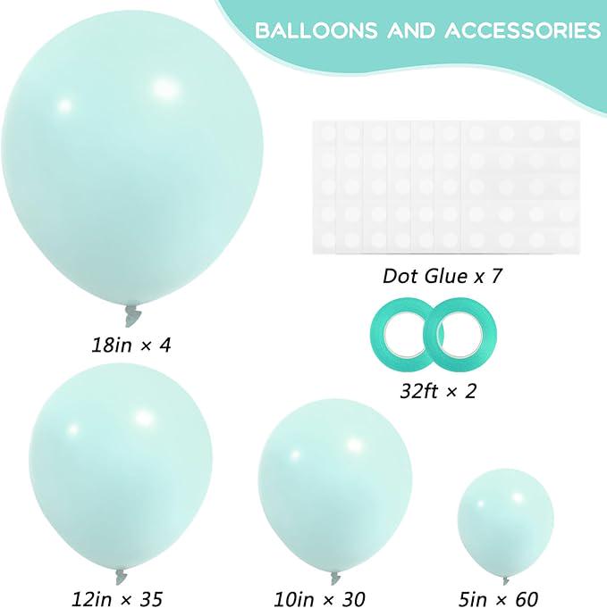 Mint Green Balloon Arch Kit 129 Pcs for Baby Shower Birthday and Wedding Decor
