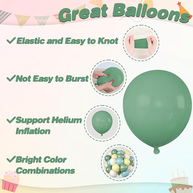 Sage Green Blue Yellow Balloon Set for Baby Shower Birthday and Wedding Decor