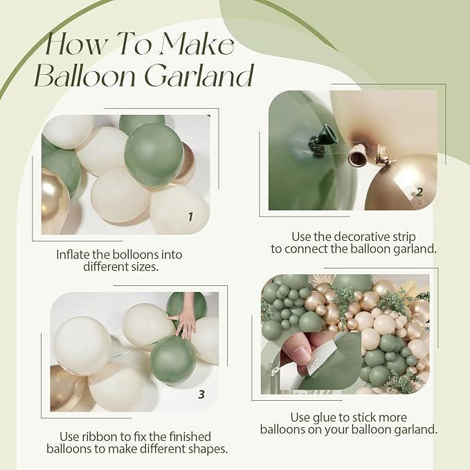 Sage Green Balloon Arch Kit 130 Pcs for Baby Shower Wedding and Birthday Decor