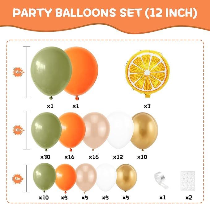 Sage Green Orange Balloon Arch Kit for Fall Baby Shower Birthday and Wedding Decor