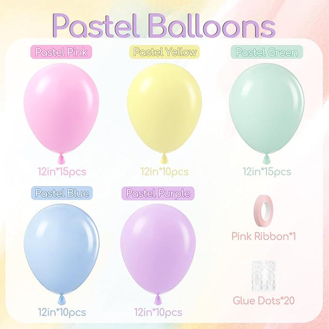 Pastel Balloon Set 60 Pcs for Baby Shower Birthday and Easter Party Decor