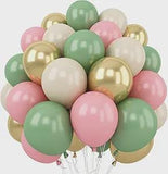 Sage Green & Pink Balloon Set: 60 Piece Baby Shower Party Decor