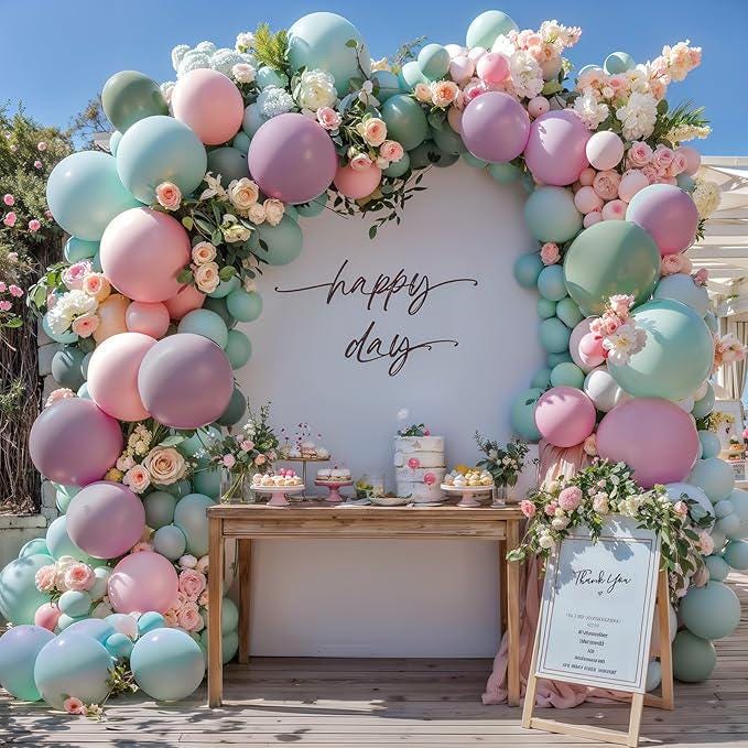 Pink Green Lavender Balloon Arch Kit for Baby Shower Gender Reveal and Party Decor