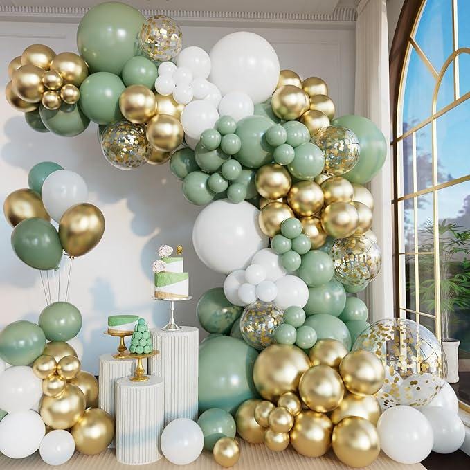 Sage Green Balloon Arch Kit 151 Pcs for Baby Shower Birthday and Wedding Decor