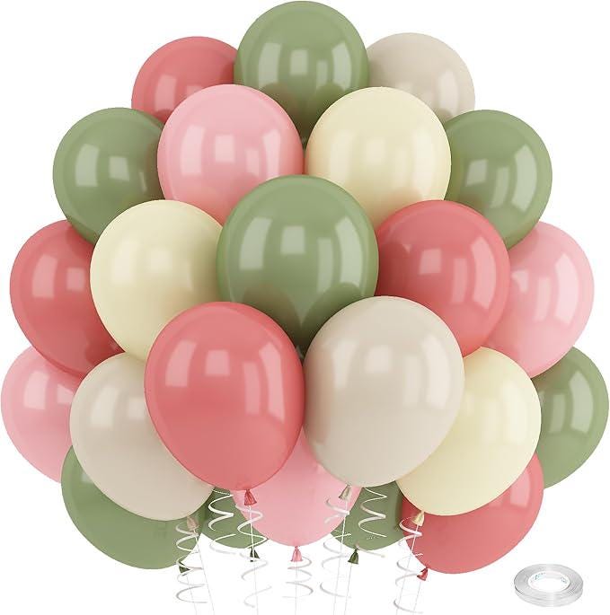 Dusty Pink & Green Balloon Set: 35-Piece Party Decor