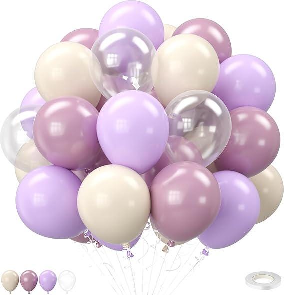 Purple and White Balloon Set 12 Inch for Baby Shower Birthday and Party Decor