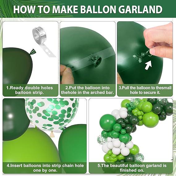 Green Balloon Arch Kit 153 Pcs for Baby Shower Birthday and Jungle Party Decor