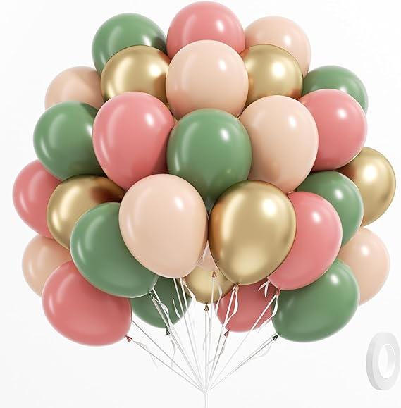 Pink and Green Balloon Set 60 Pcs for Baby Shower Birthday and Party Decor