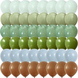 12 Inch Blue Green Brown Balloons for Dinosaur, Woodland, Jungle Birthday Decor