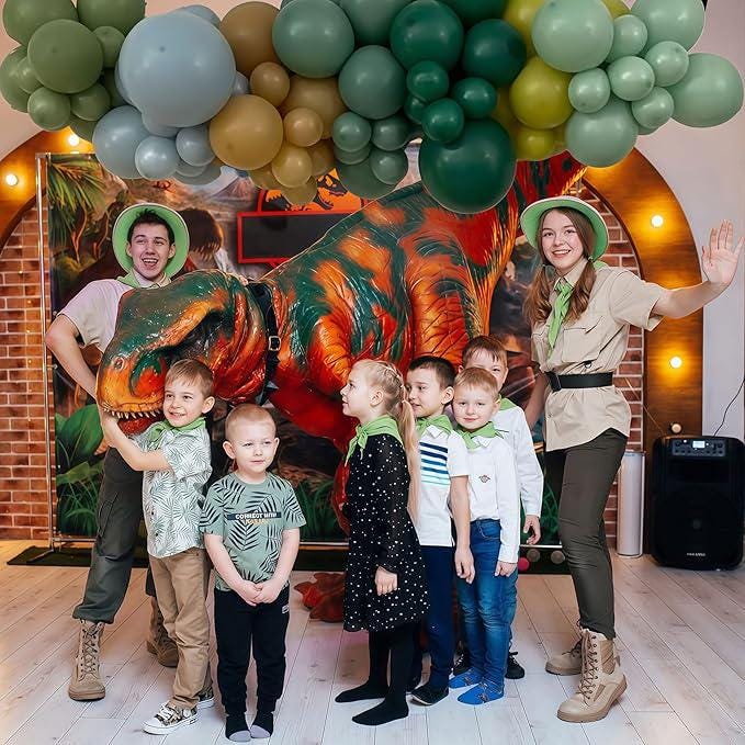 12 Inch Blue Green Brown Balloons for Dinosaur, Woodland, Jungle Birthday Decor