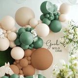 160pcs Green White Brown Balloon Garland Kit for Birthday, Baby Shower, Wedding