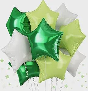 18 Inch Green Star Foil Balloons for Jungle, Safari, Football, Kids Party Decor