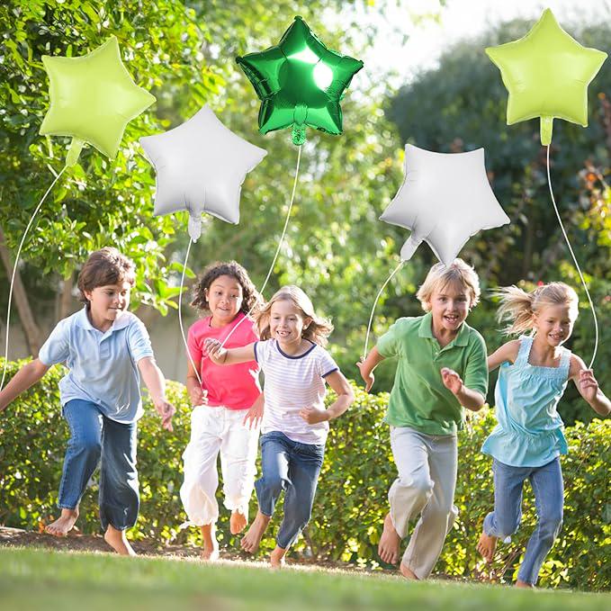 18 Inch Green Star Foil Balloons for Jungle, Safari, Football, Kids Party Decor